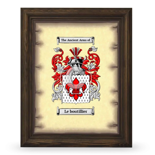 Le boutillier Coat of Arms Framed - Brown